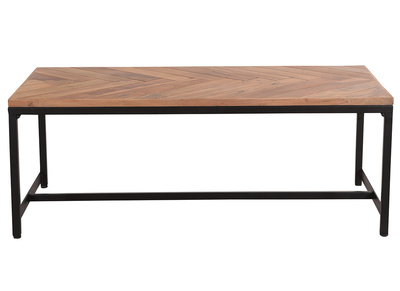 Tavolino basso moderno in acacia e metallo nero STICK