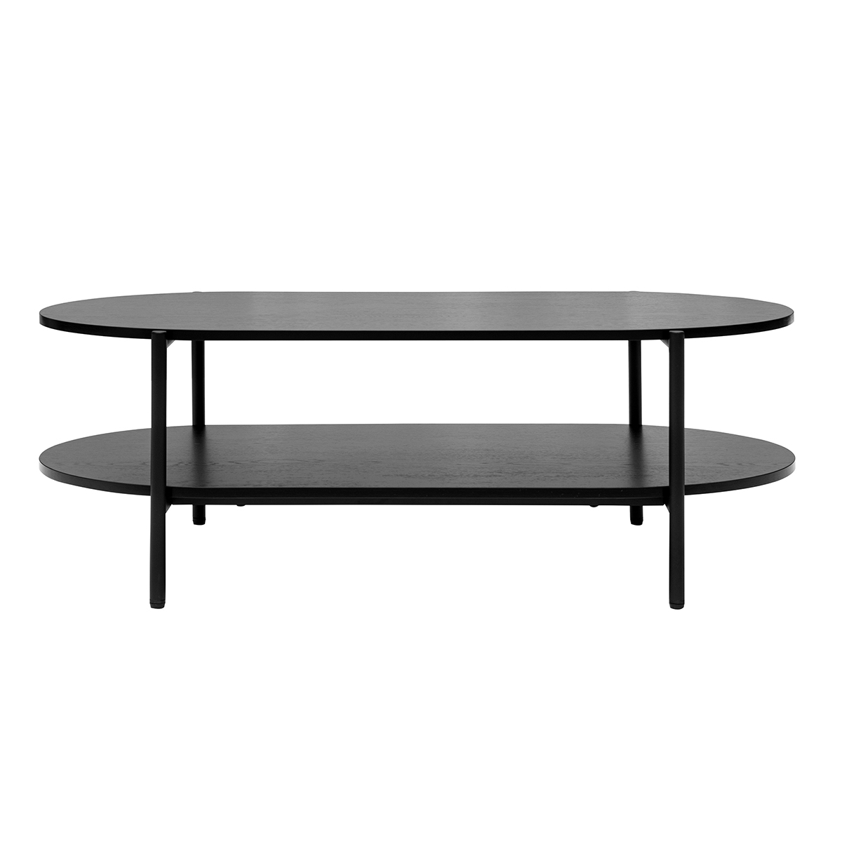 Tavolino basso ovale finitura legno nero e metallo L115 cm BRUNA