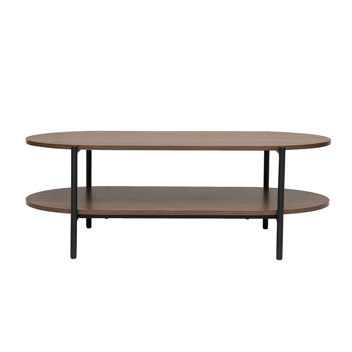 Tavolino basso ovale finitura legno scuro noce e metallo L115 cm BRUNA