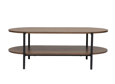 Tavolino basso ovale finitura legno scuro noce e metallo L115 cm BRUNA