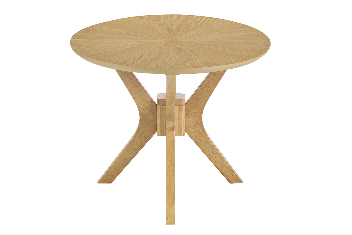 Tavolino basso ovale in legno chiaro di quercia L90 cm DIELLI