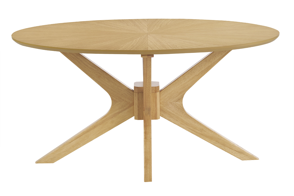Tavolino basso ovale in legno chiaro di quercia L90 cm DIELLI