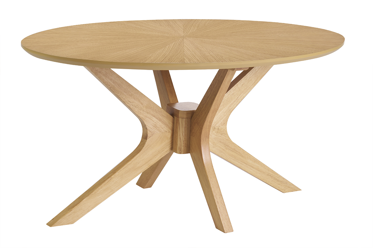 Tavolino basso ovale in legno chiaro di quercia L90 cm DIELLI