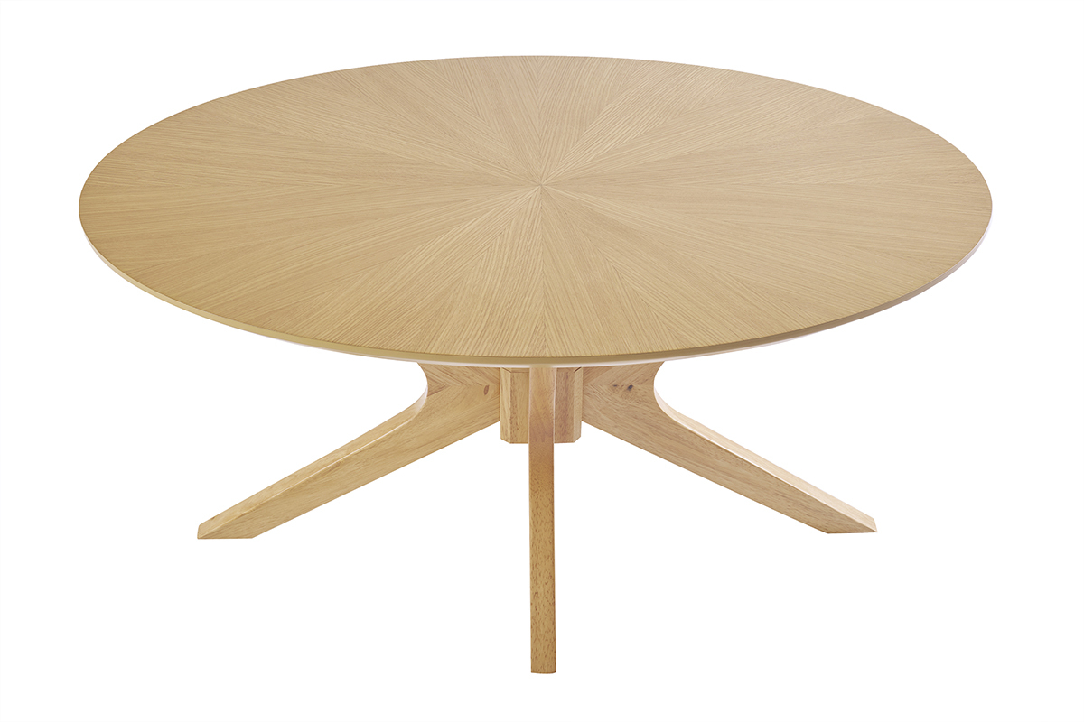 Tavolino basso ovale in legno chiaro di quercia L90 cm DIELLI
