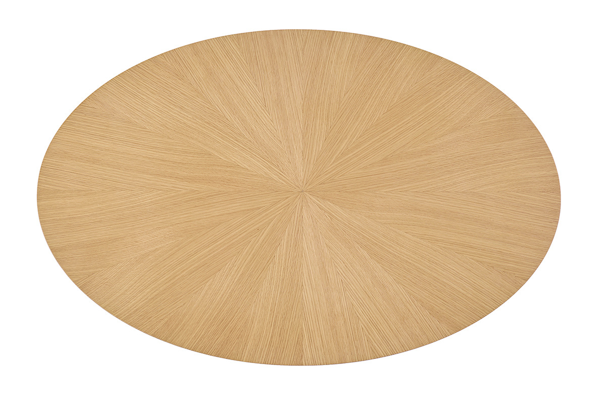 Tavolino basso ovale in legno chiaro di quercia L90 cm DIELLI