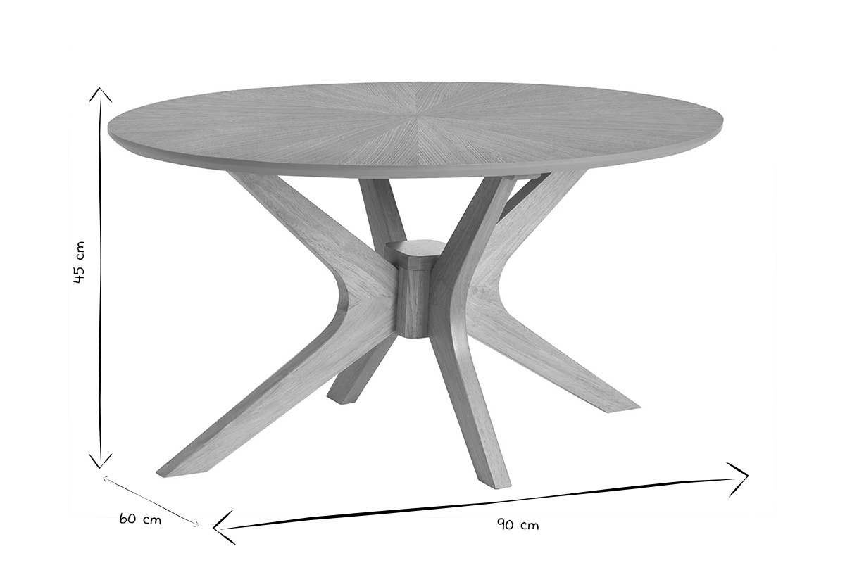 Tavolino basso ovale in legno chiaro di quercia L90 cm DIELLI