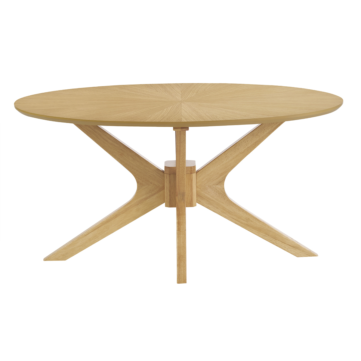 Tavolino basso ovale in legno chiaro di quercia L90 cm DIELLI