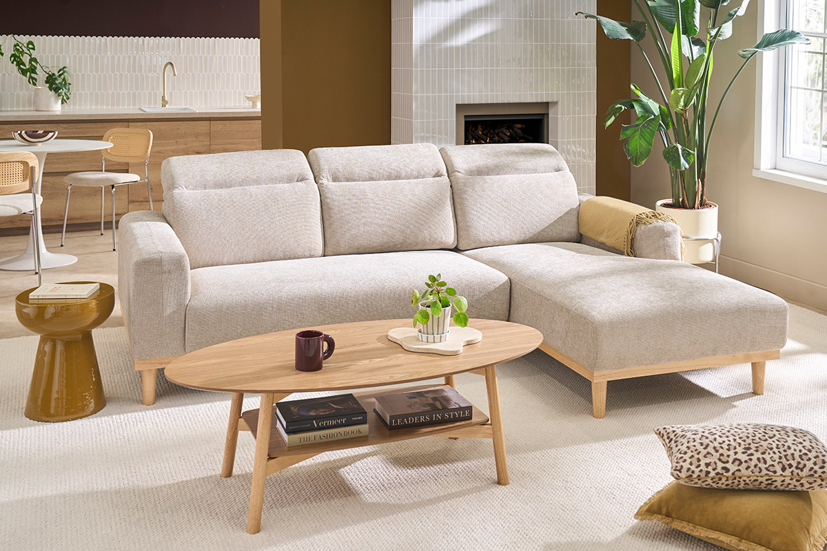 Tavolino basso ovale in legno chiaro L120 cm HANAE