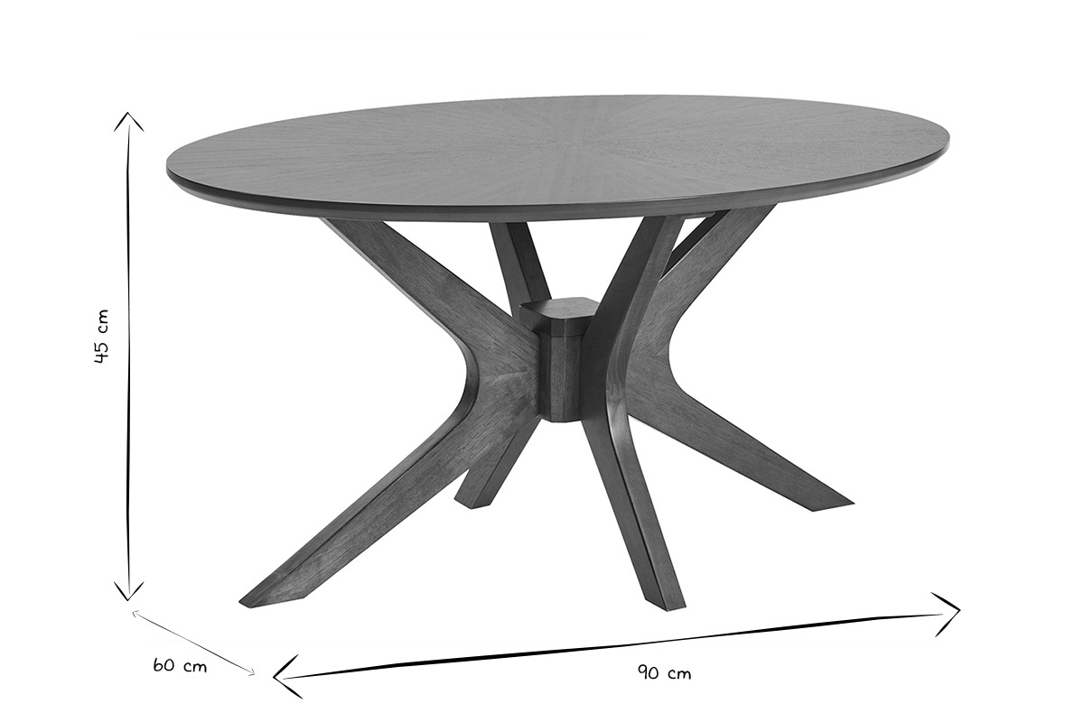 Tavolino basso ovale in noce scuro L90 cm DIELLI