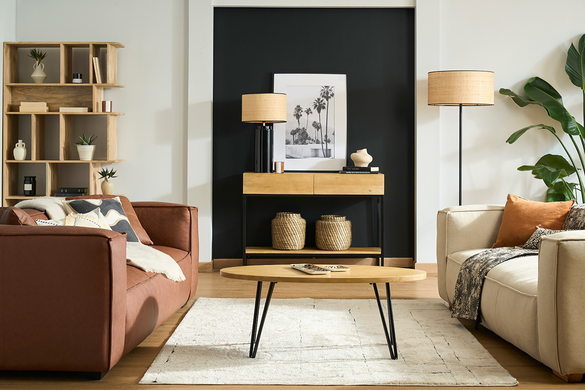 Tavolino basso ovale L100 x l55 cm in legno massello di mango VIBES