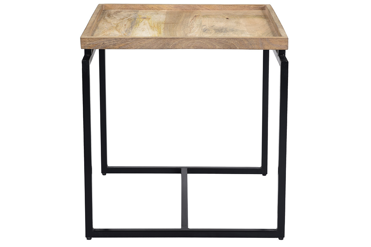 Tavolino basso quadrato in mango e metallo nero L55 cm FRAME