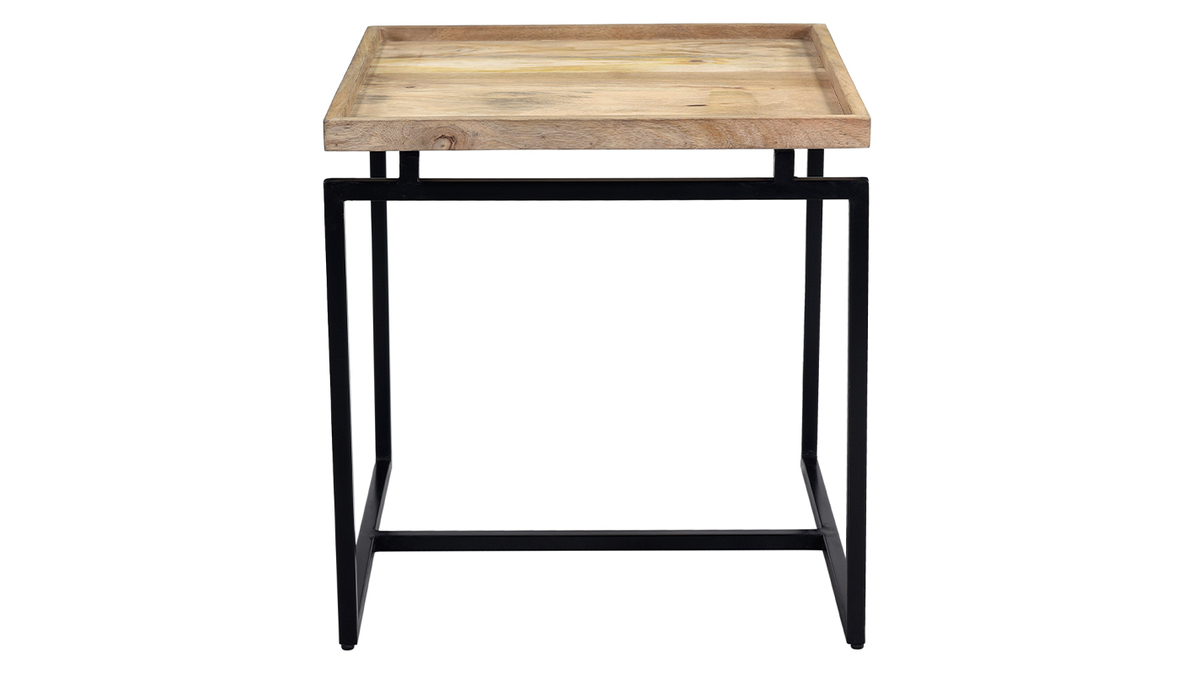 Tavolino basso quadrato in mango e metallo nero L55 cm FRAME