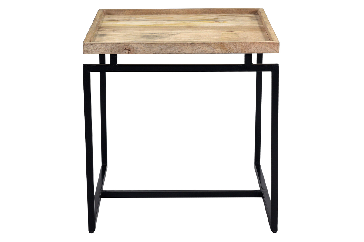 Tavolino basso quadrato in mango e metallo nero L55 cm FRAME