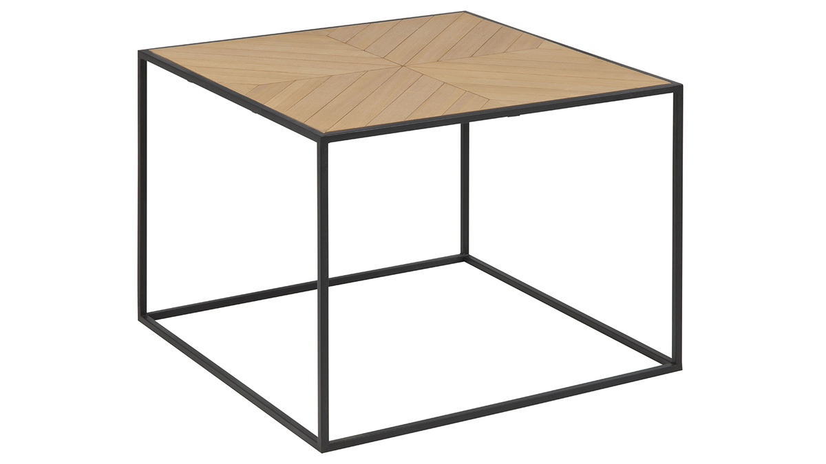 Tavolino basso quadrato legno e metallo nero 60 cm KARE