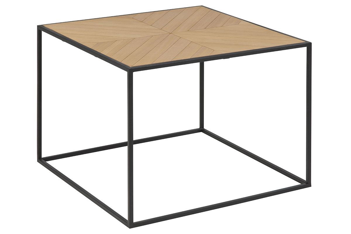 Tavolino basso quadrato legno e metallo nero 60 cm KARE
