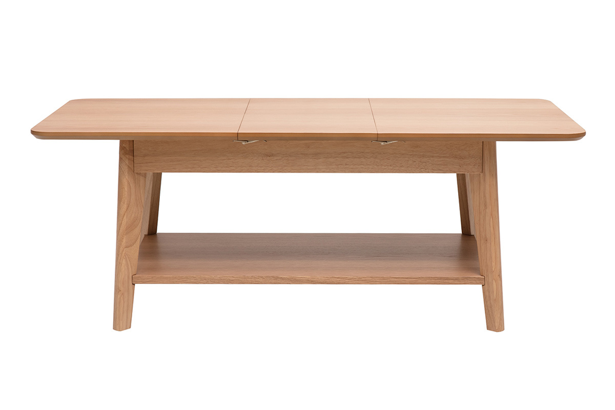 Tavolino basso rettangolare allungabile in legno chiaro L90-120 cm VILI