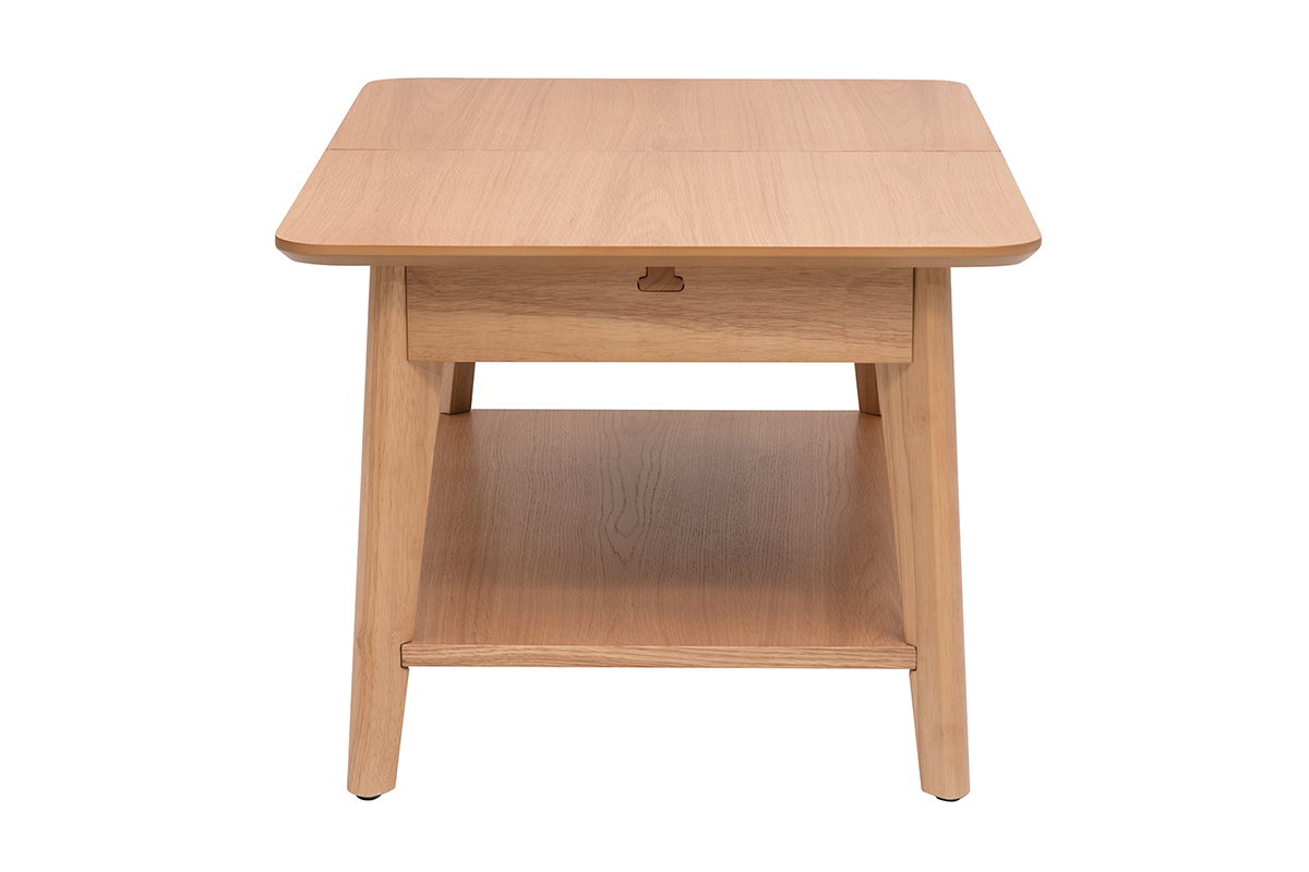 Tavolino basso rettangolare allungabile in legno chiaro L90-120 cm VILI