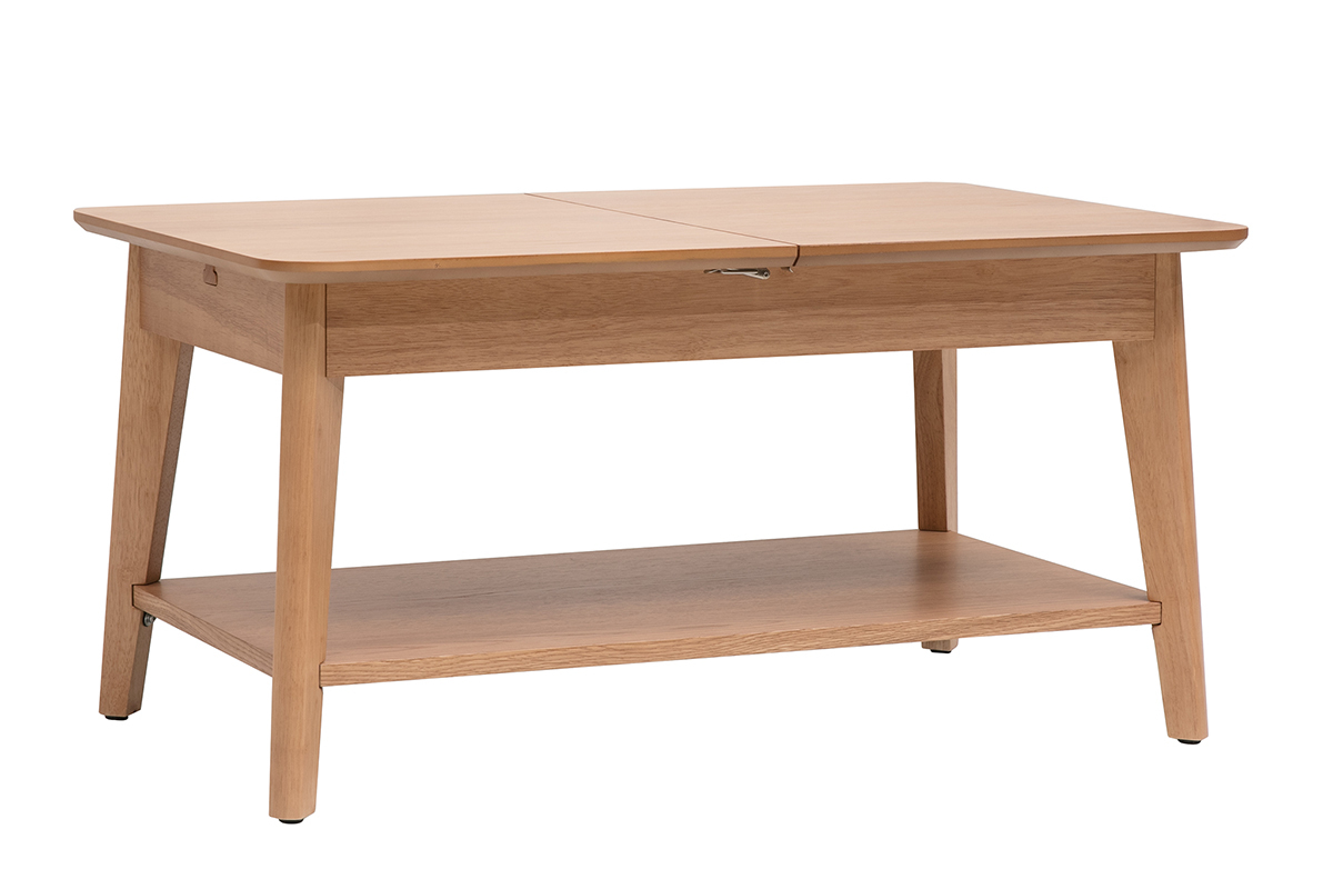 Tavolino basso rettangolare allungabile in legno chiaro L90-120 cm VILI