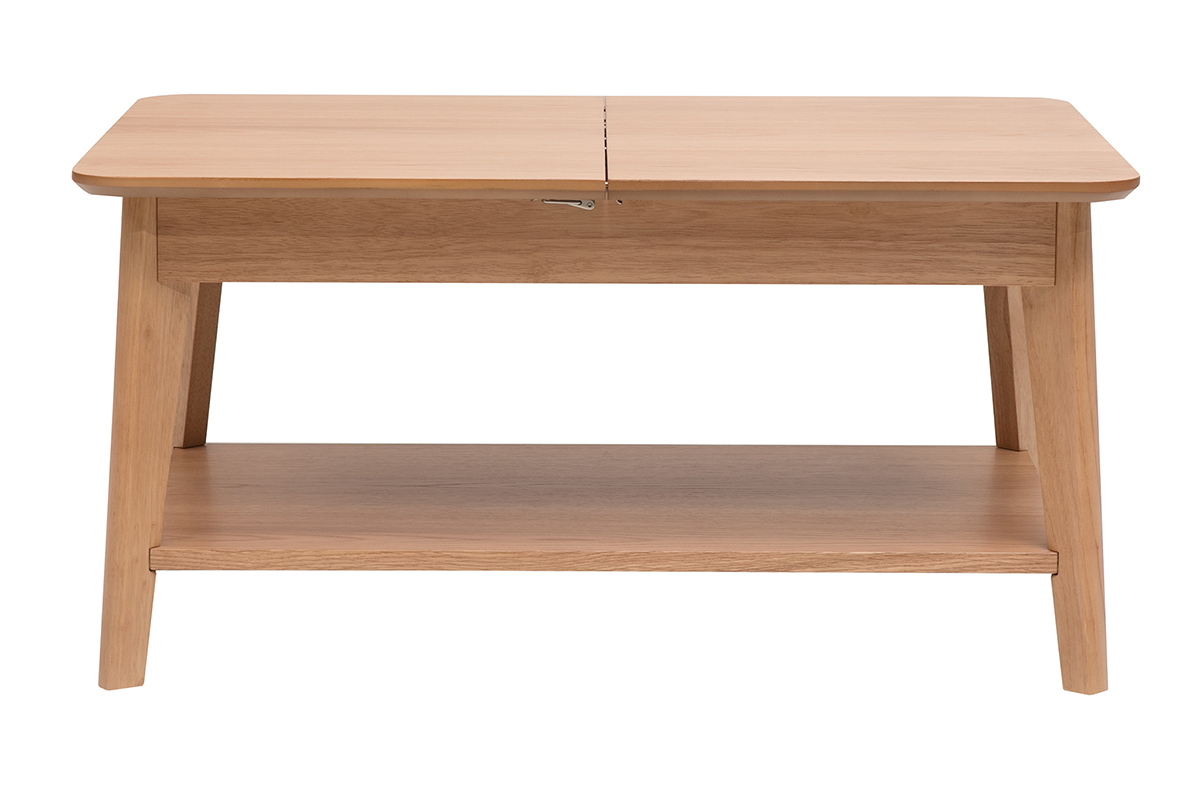 Tavolino basso rettangolare allungabile in legno chiaro L90-120 cm VILI