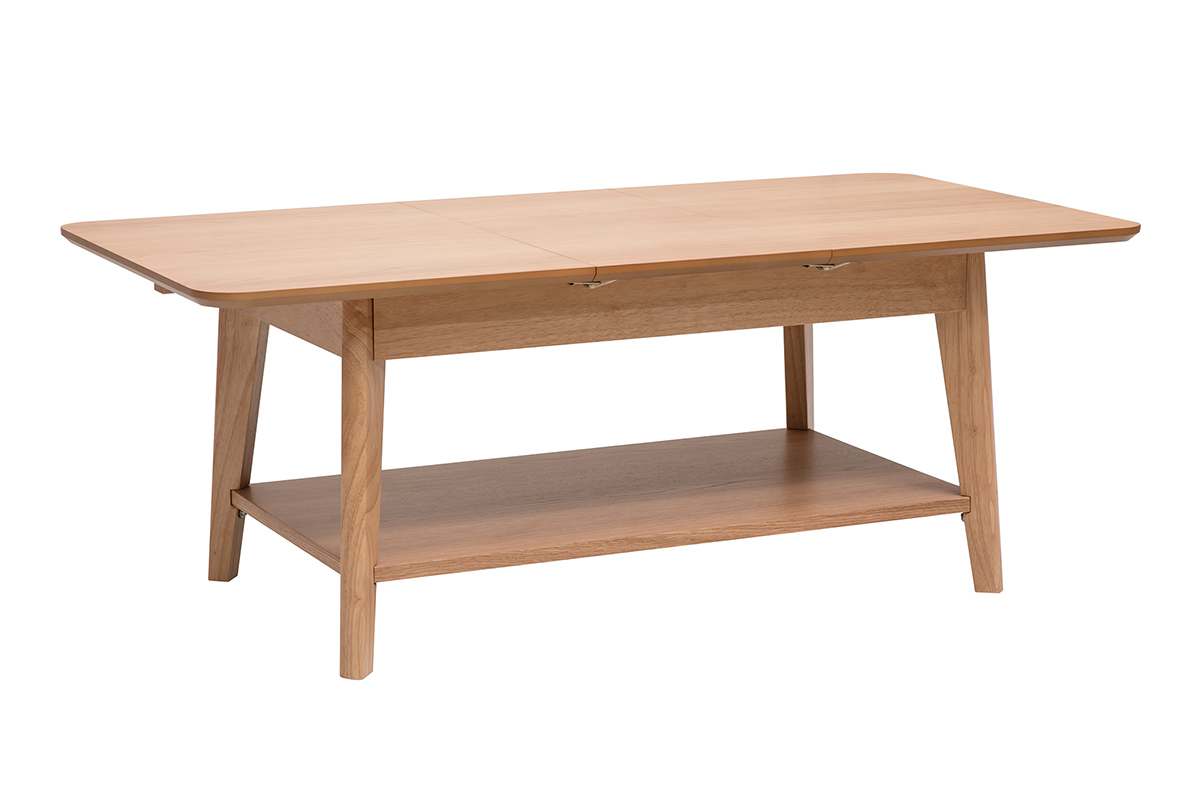 Tavolino basso rettangolare allungabile in legno chiaro L90-120 cm VILI