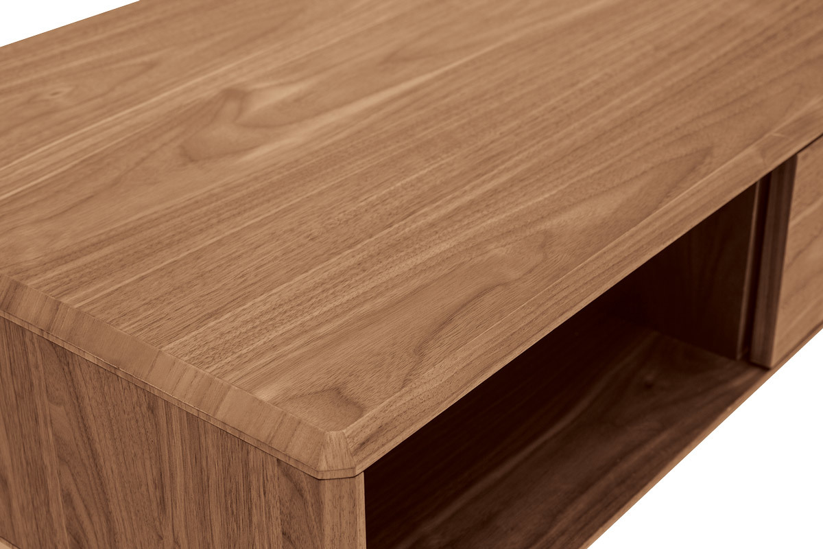 Tavolino basso rettangolare con ripostigli in legno scuro noce L100 cm SUVA