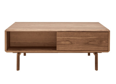 Tavolino basso rettangolare con ripostigli in legno scuro noce L100 cm SUVA