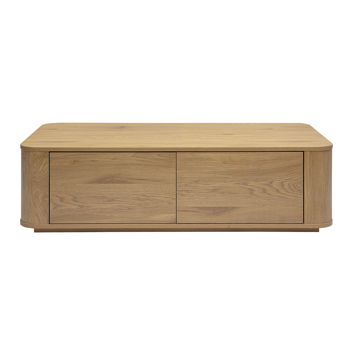 Tavolino basso rettangolare con vano portaoggetti 2 cassetti finitura legno chiaro rovere L120 cm NEGAN