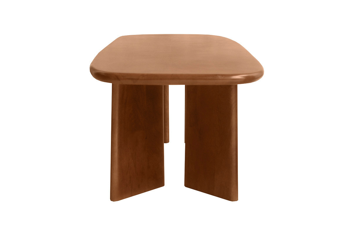 Tavolino in legno massiccio di mango, vista laterale.