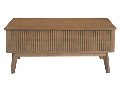 Tavolino basso rettangolare sollevabile in legno scuro massello di mango L100 cm ALDA