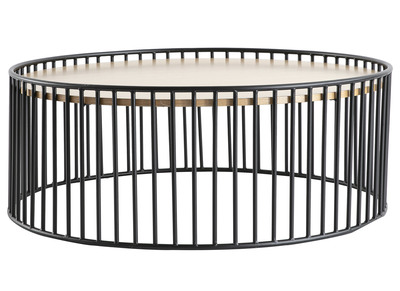 Tavolino basso rotondo design legno chiaro e metallo HARP