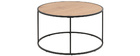 Tavolino basso rotondo in legno e metallo nero D80 cm TRESCA