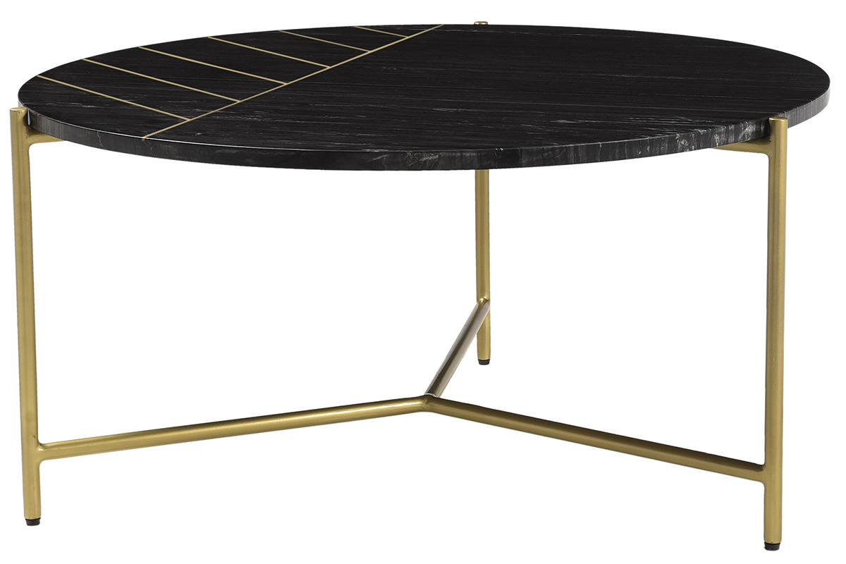 Tavolino basso rotondo in marmo nero SILLON
