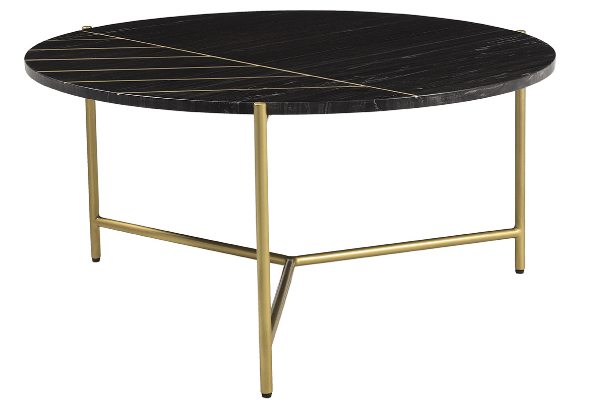 Tavolino basso rotondo in marmo nero SILLON