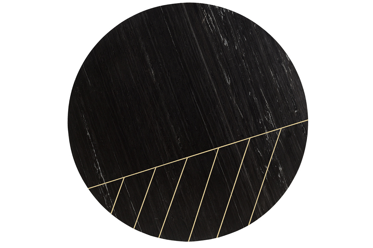 Tavolino basso rotondo in marmo nero SILLON
