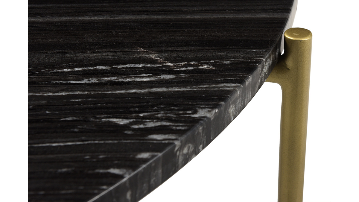 Tavolino basso rotondo in marmo nero SILLON