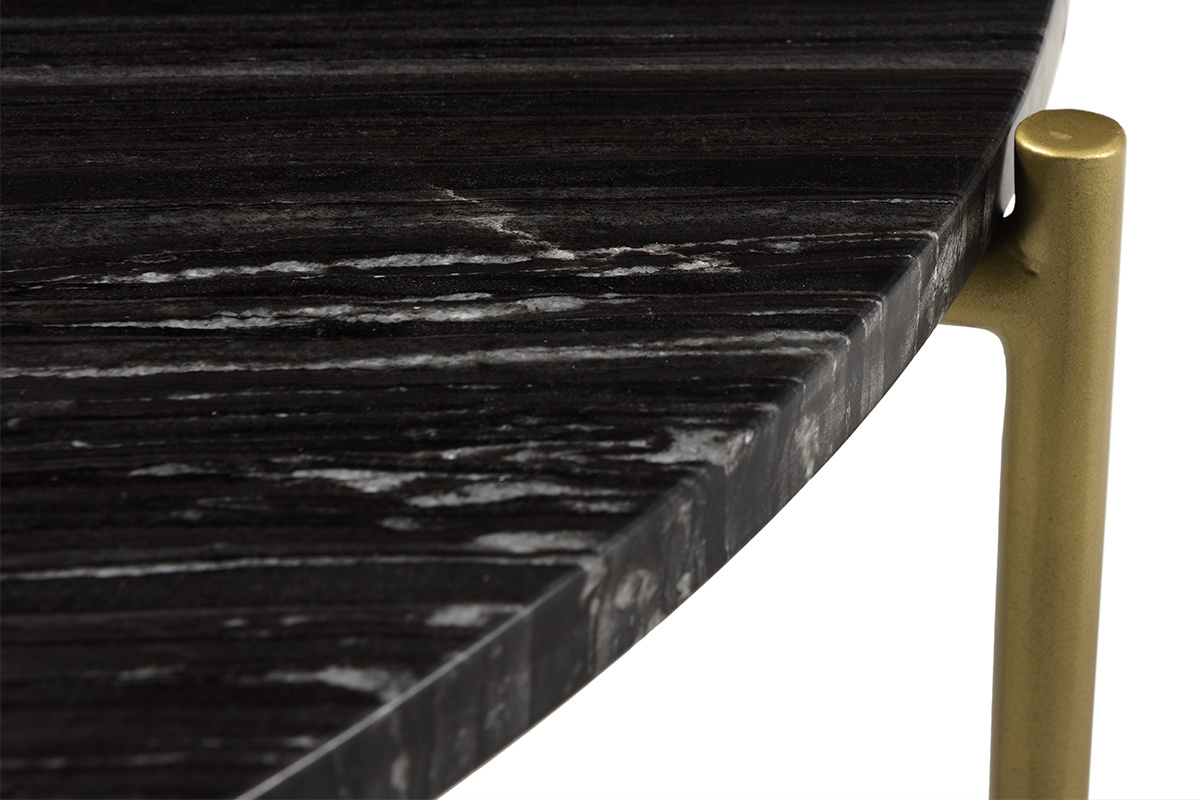 Tavolino basso rotondo in marmo nero SILLON