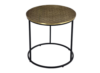 Tavolino basso rotondo in ottone battuto L45 cm FLOOR - Tavolino basso rotondo in ottone battuto L45 cm FLOOR