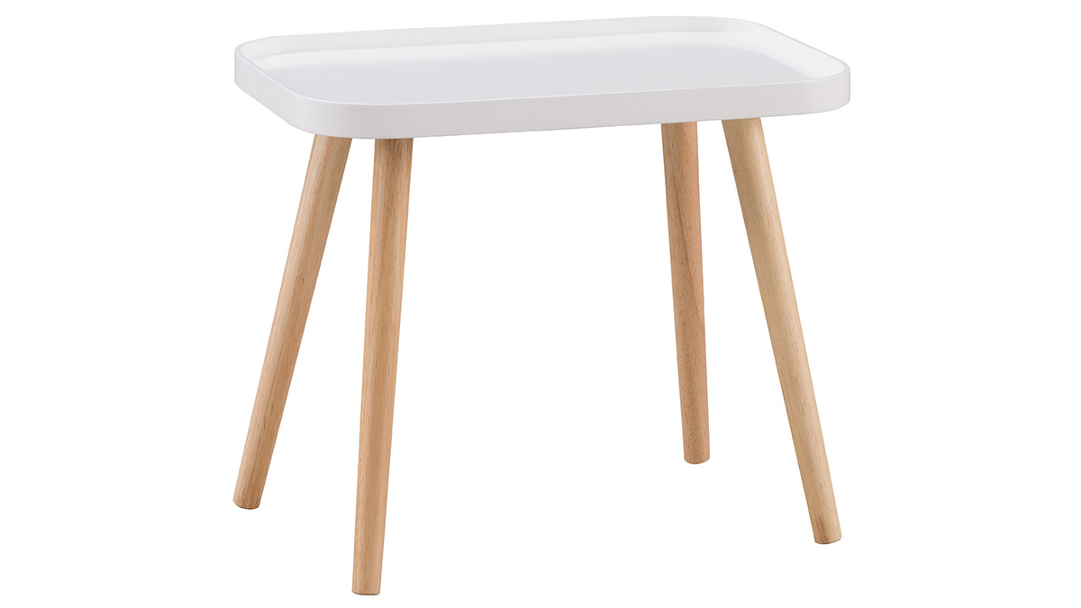 Tavolino basso scandinavo bianco e legno chiaro BENTO