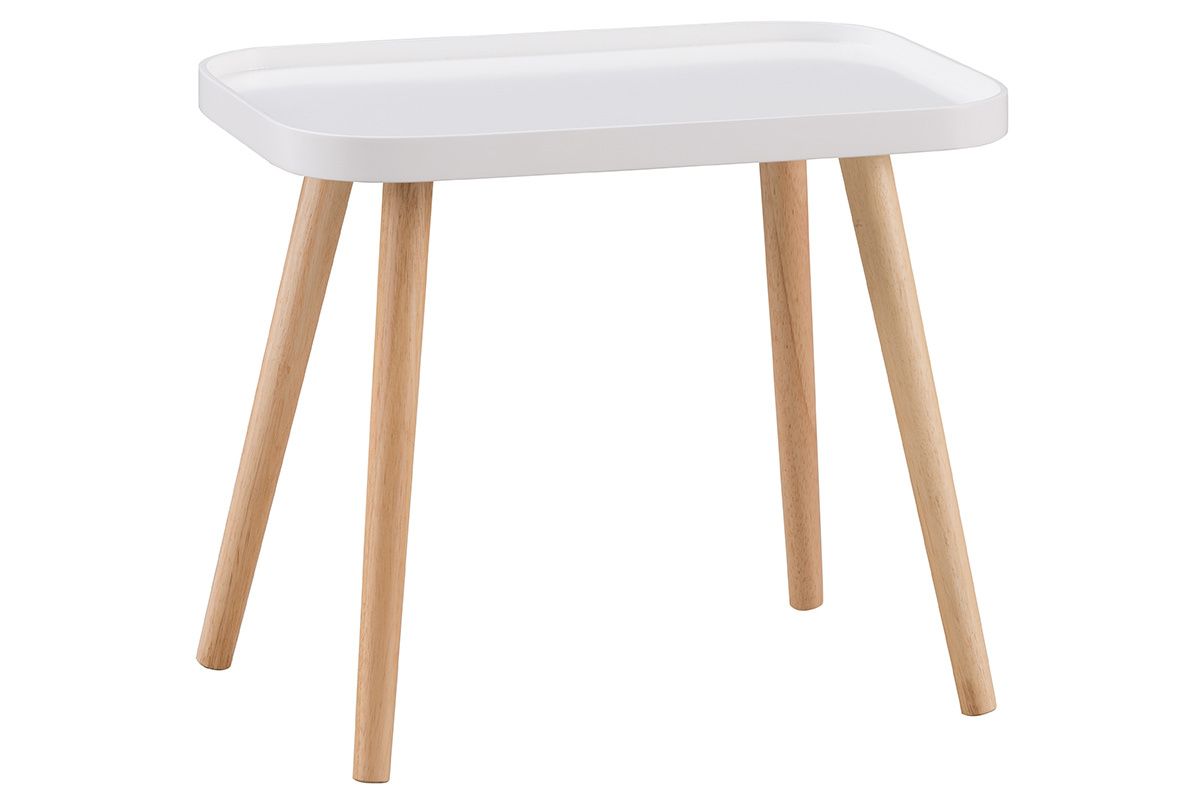 Tavolino basso scandinavo bianco e legno chiaro BENTO