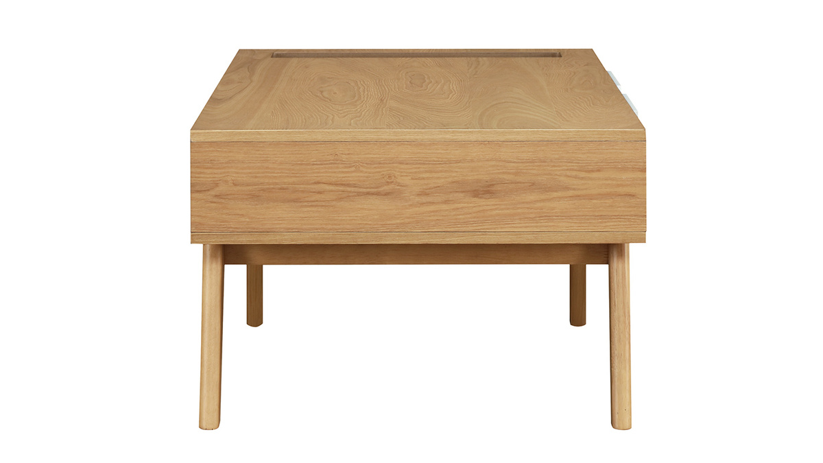 Tavolino basso scandinavo bianco e legno chiaro NEELA