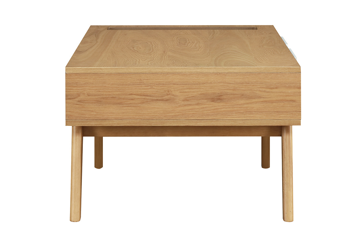 Tavolino basso scandinavo bianco e legno chiaro NEELA