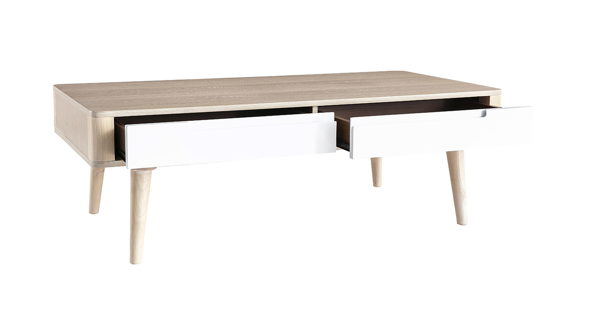Tavolino basso scandinavo frassino e bianco  GOTLAND