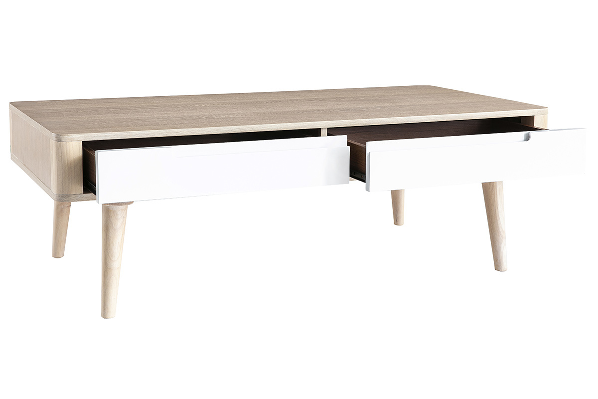 Tavolino basso scandinavo frassino e bianco  GOTLAND