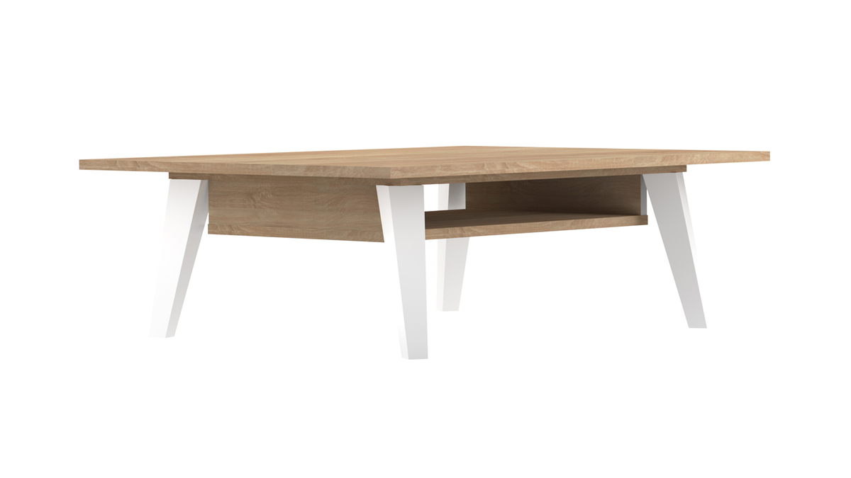 Tavolino basso scandinavo legno e bianco ORIGAMI