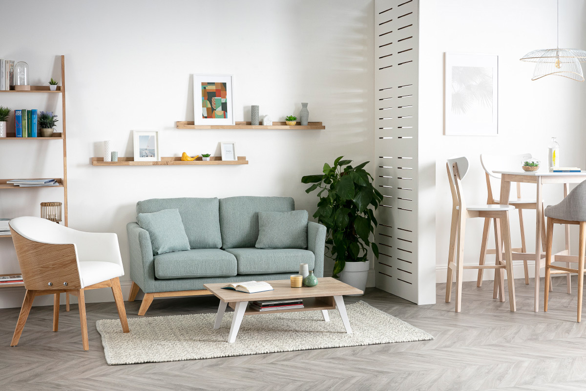 Tavolino basso scandinavo legno e bianco ORIGAMI
