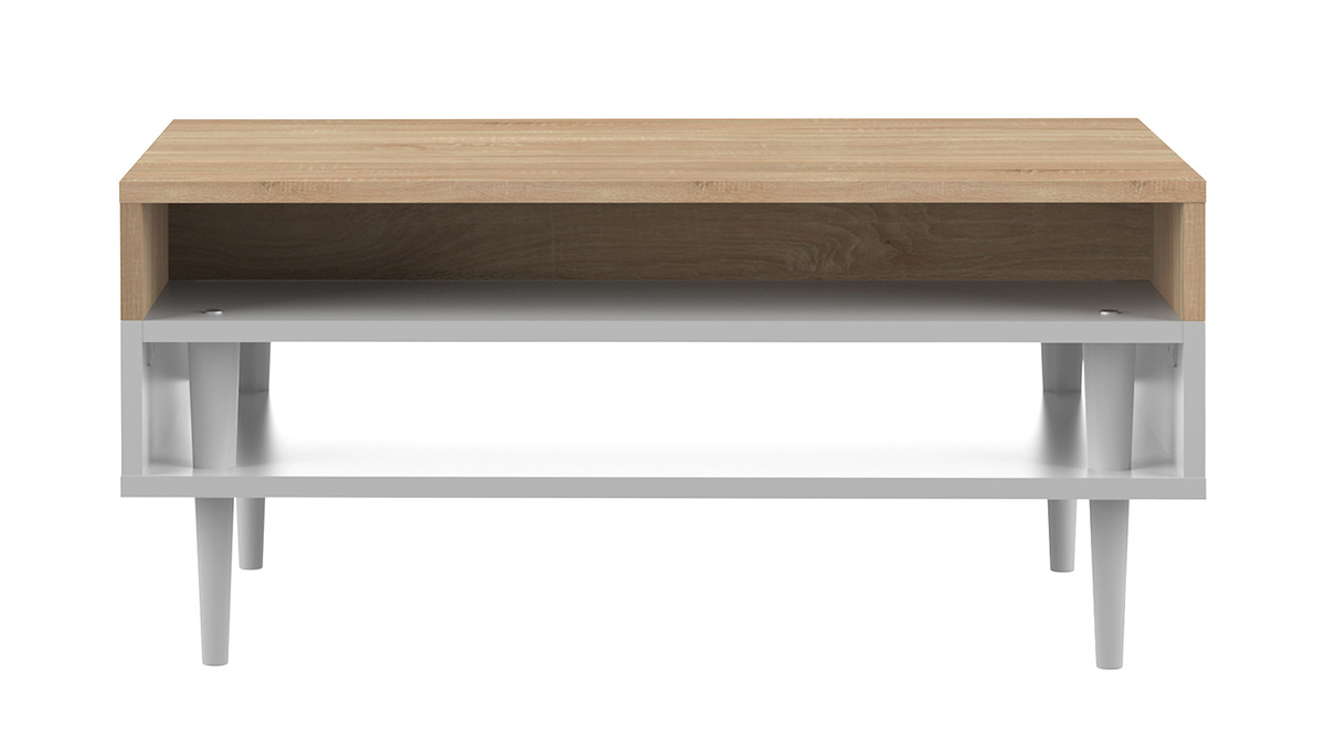 Tavolino basso scandinavo legno e bianco STRIPE