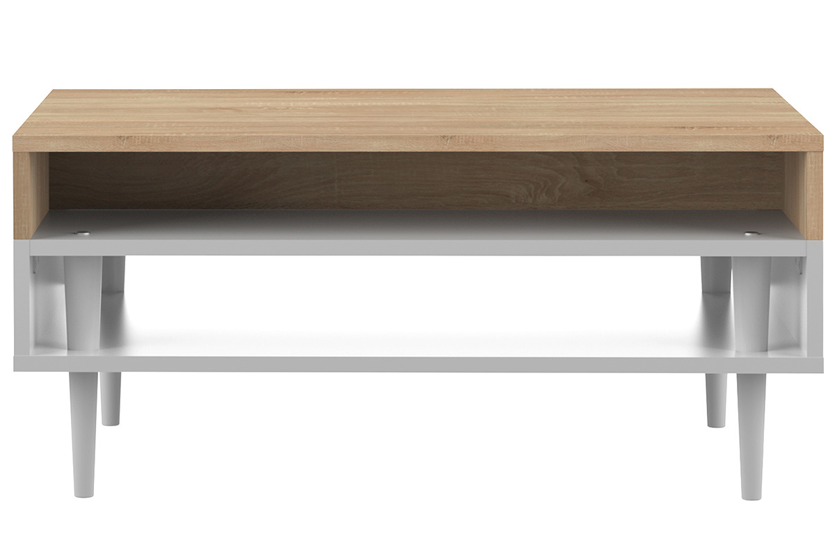 Tavolino basso scandinavo legno e bianco STRIPE