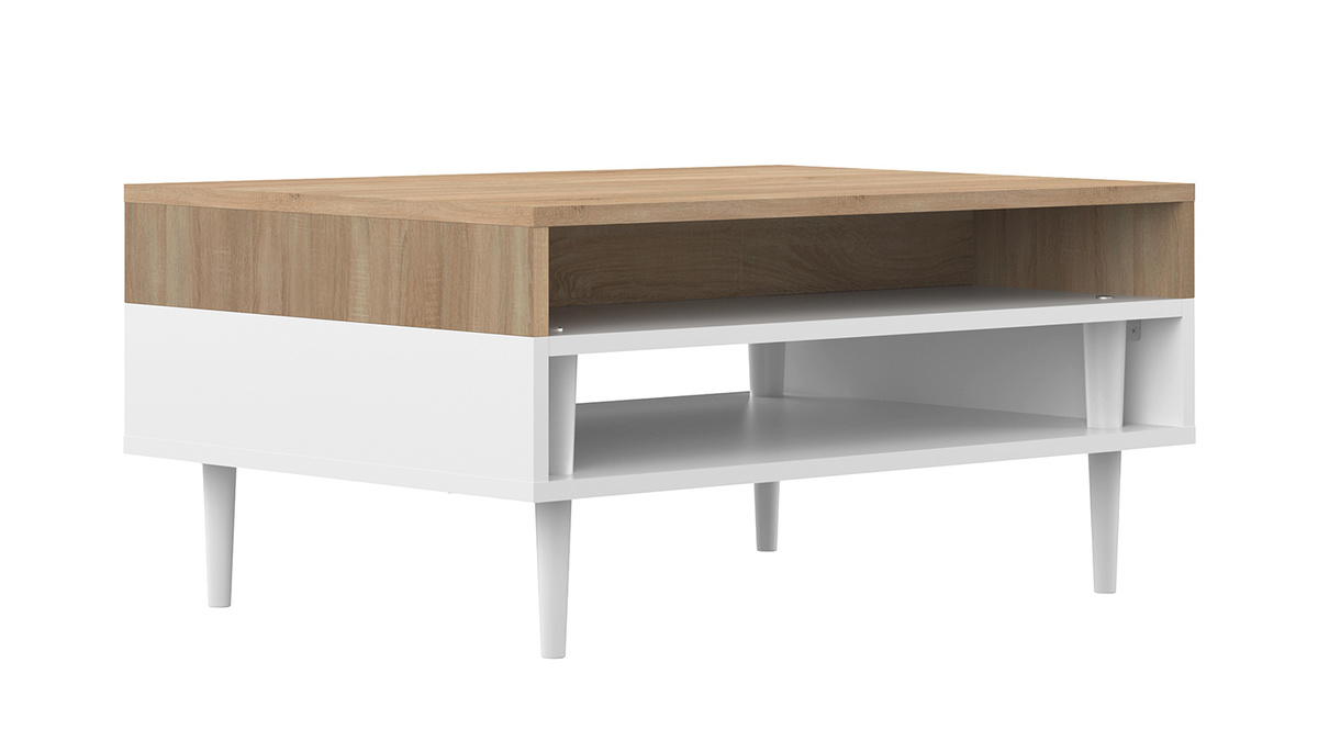 Tavolino basso scandinavo legno e bianco STRIPE