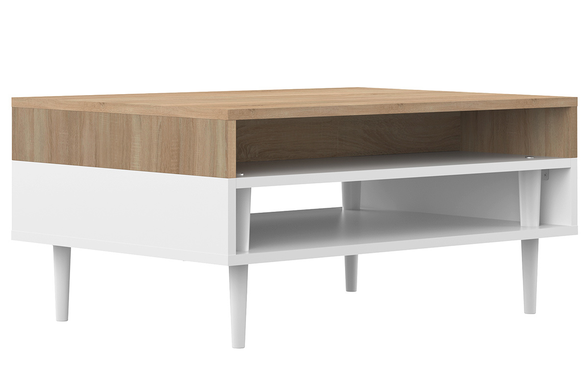 Tavolino basso scandinavo legno e bianco STRIPE