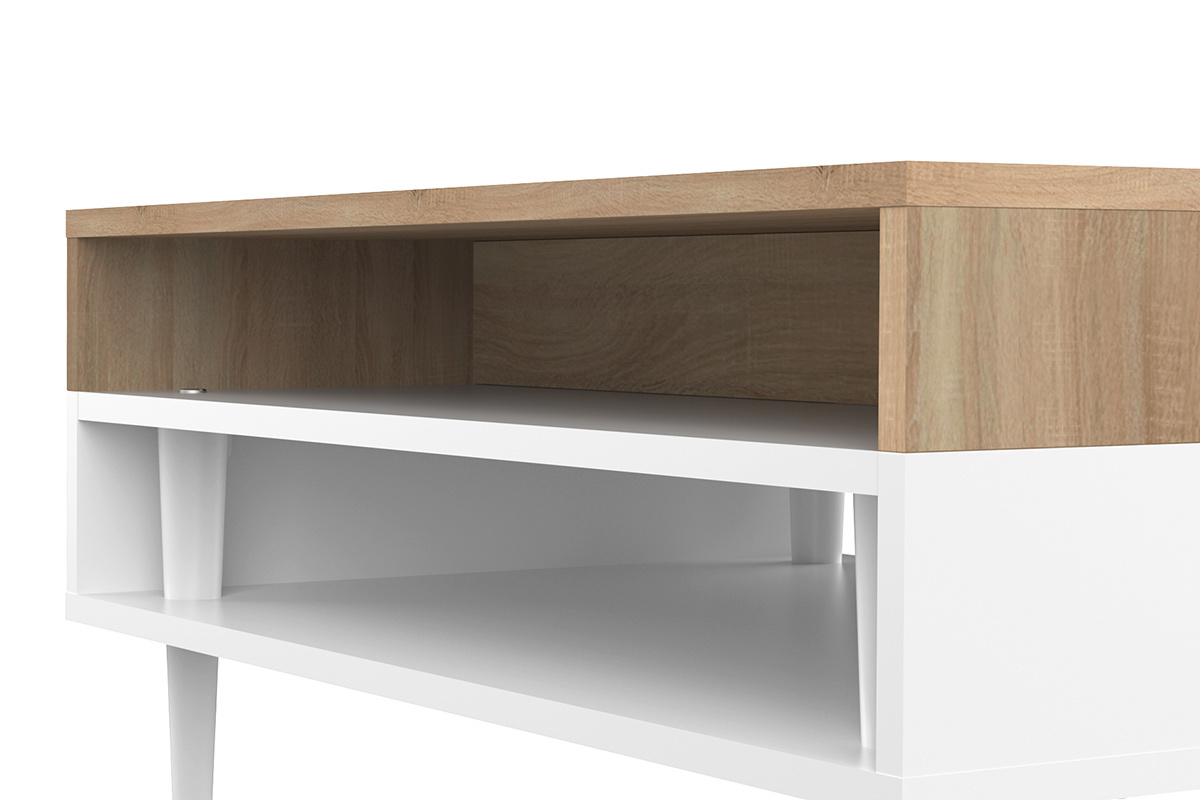 Tavolino basso scandinavo legno e bianco STRIPE